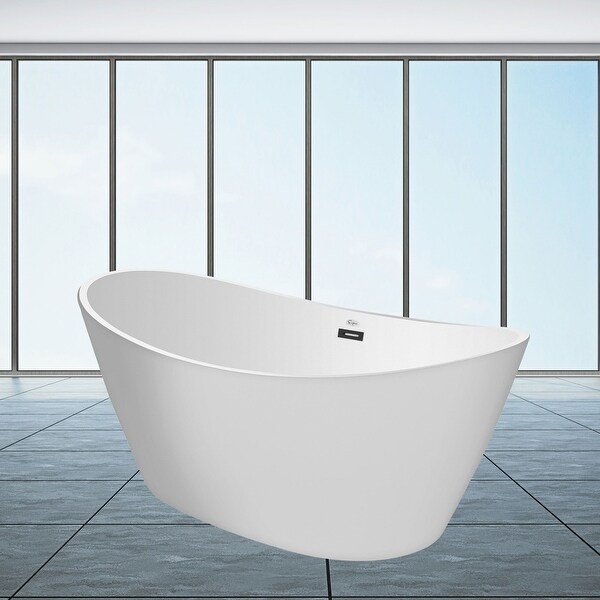 Shop Acrylic 59" X 30" Freestanding Double Slipper Bathtub Deep Soaking